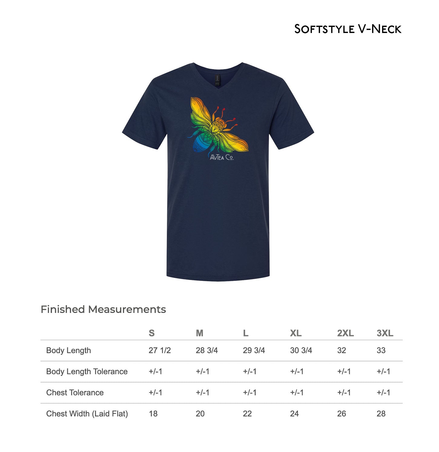AVTeaCo Navy T Shirt V Neck